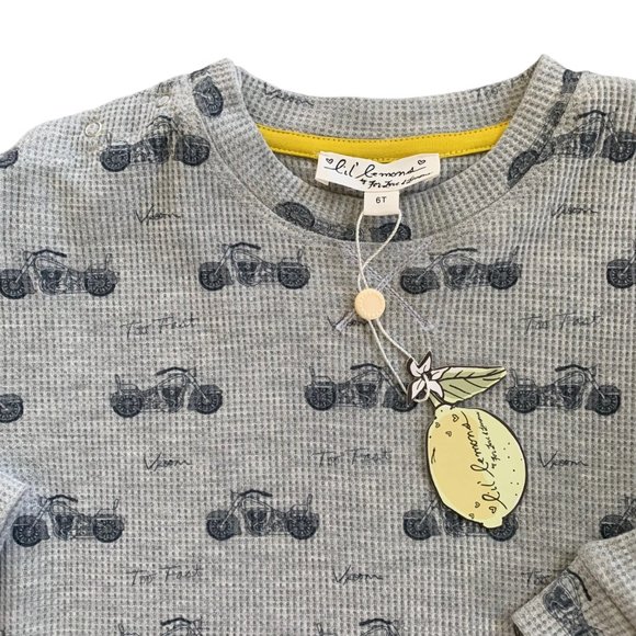 NWT Lil' Lemons By For Love And Lemons Motorcycle Waffle Knit Long Sleeve Tee - Picture 2 of 5